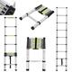 Telescopic Ladder 2.6M Aluminium Extension Ladder Loft Ladder Extendable Multi-Purpose Foldable Ladders Max Load 150kg/330lb & EN131 Certificate, for Attic Garage Office