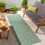 Heage 7'8" x 10' Traditional Grass Green/Blue/Lime Green Outdoor Area Rug - Hauteloom