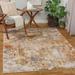 Talang 5'3" x 7' Modern Contemporary Bohemian Abstract Cream/Light Beige/Light Gray/Medium Brown/Mustard/Rust/Brick Red/Rust/Peach Area Rug - Hauteloom