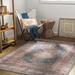 Ricardo 6'7" x 9' Updated Traditional Farmhouse Blue/Cream/Dark Brown/Dusty Coral/Rust/Brick Red Washable Area Rug - Hauteloom