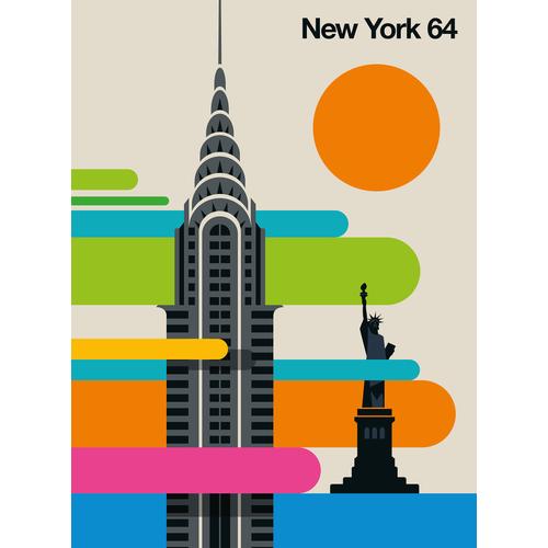 living walls Fototapete ARTist New York 64, Chrysler Building & Freiheitsstatue, Vlies, glatt bunt Fototapeten Tapeten Bauen Renovieren