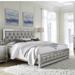 Rosdorf Park Silver Champagne Tone Queen Bed Padded Headboard Padded Footboard Mirror Trim Accents | 56 H x 63 W x 87 D in | Wayfair