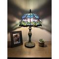 Canora Grey Veasey 19" H Tiffany Table Lamp Stained Glass Tulips LED Bulb Included Glass/Metal in Blue/Brown/Green | 19 H x 12 W x 12 D in | Wayfair