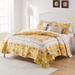 Winston Porter Adarrius Yellow Reversible Quilt Set Microfiber/Cotton in White/Yellow | Queen Quilt + 2 Shams | Wayfair