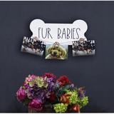 Winston Porter Fur Babies Bone Shaped Dog Sign w/ Three Natural Paw Print Photo Clips in Black/Brown/White | Wayfair
