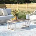 Sand & Stable™ Cannes Outdoor Coffee Table Wood/Metal in Brown | 15 H x 39.25 W x 19.75 D in | Wayfair DAA6FEFFFD884A399AE216A017272FA5