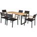 Latitude Run® 7pcs Patio Garden Dining Set Outdoor Dining Furniture Set W/Umbrella Hole Wood/Metal in Brown/White | Wayfair