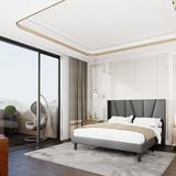 Mercury Row® Heid Upholstered Platform Bed w/ Wingback Headboard Metal in Gray | 48 H x 63 W x 82 D in | Wayfair 75FDFFE05EC94F0DA27BB1014059E23B