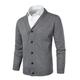 KTWOLEN Mens Knit Shawl Collar Cardigan Casual Knitwear Long Sleeve Button Up Cardigan Jumpers Solid Color Thick Sweater Grey