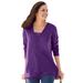 Plus Size Women's Ribbed Layered-Look Lace-Trim Tee by Woman Within in Radiant Purple (Size 22/24) Shirt