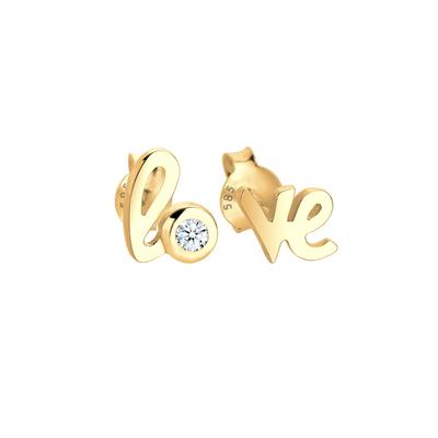 Elli DIAMONDS - Love Wordings Liebe Diamant 0.03 ct. 585 Gelbgold Ohrringe Damen