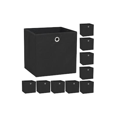 vidaXL Aufbewahrungsboxen, 32 x 32 x 32 cm, Vliesstoff, schwarz, 10 Stück