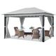 Gartenpavillon 3x4m alu premium ca. 220g/m² Dachplane wasserdicht Pavillon 4 Seitenteile Gartenzelt