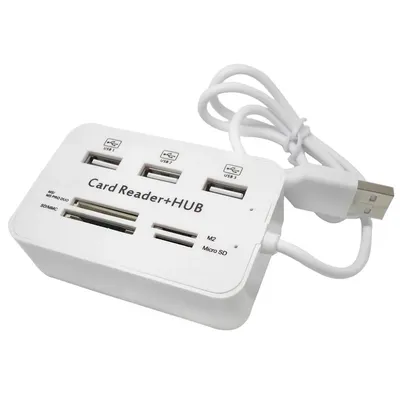 Micro USB Hub Combo 2 Ports adaptateur d'alimentation lecteur de carte TF/SD/MS/M2 accessoires PC
