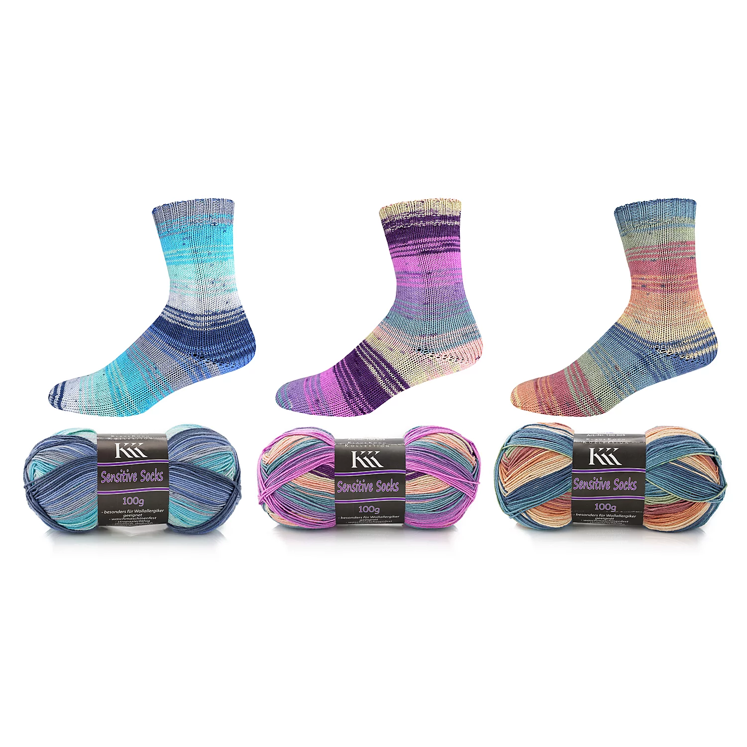 KKK Sockenwolle Sensitive Socks Color Pastell – für Wollallergiker