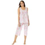 Plus Size Women's Sleeveless PJ Capri Set by Only Necessities in White Wildflowers (Size 30/32)