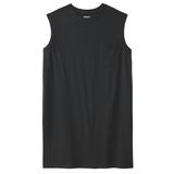 Men's Big & Tall Shrink-Less™ Longer-Length Lightweight Muscle Pocket Tee by KingSize in Black (Size 3XL) Shirt