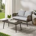 Haven 2Pc Outdoor Wicker Conversation Set Light Gray/Light Brown - Loveseat & Coffee Table - Crosley CO7360LB-LG