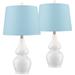 360 Lighting Jane 25" Blue Shade White Ceramic Table Lamps Set of 2