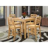 Rosalind Wheeler Encline 5 - Piece Counter Height Rubberwood Solid Wood Dining Set Wood in Brown | 36 H in | Wayfair