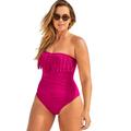 Plus Size Women's Fringe Bandeau One Piece Swimsuit by Swimsuits For All in Bright Berry (Size 14)