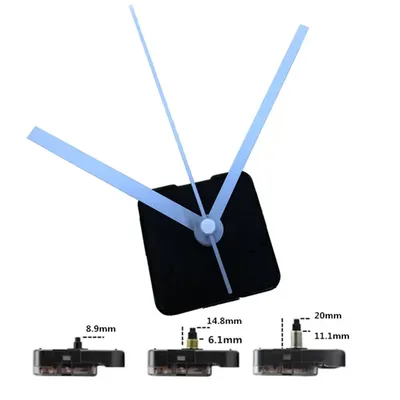 Kit de Pièces de Rechange avec Crochet pour Horloge Murale à Quartz Mécanisme d'Arbre de 6 Tailles