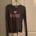 American Eagle Outfitters Tops | American Eagle Outfitters Long Sleeve Graphic Tee | Color: Gray/Pink | Size: M