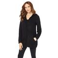 Plus Size Women's Marled Thermal Hoodie Cardigan by Roaman's in Black (Size 26/28) Sweater