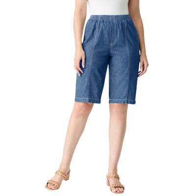 Plus Size Women's Easy-Wear Bermuda Short by Roaman's in Medium Wash (Size 26 W) Shorts
