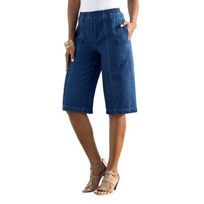 Plus Size Women's Complete Cotton Bermuda Short by Roaman's in Indigo Wash (Size 16 W) Shorts