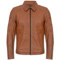 Men's Smart Classic Tan Leather Harrington Biker Jacket 2XL