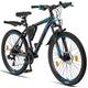 Licorne Bike Effect Premium Mountain Bike - Alloy Frame Bicycle for Boys, Girls, Men and Women - 21 Speed Gear, 26 inch, Black/Blue (2x Disc Brake)