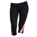 Soffe 1186V Dri Women's Color Block Capri in Black/Neon Pink size Medium | Polyester/Spandex Blend