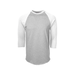 Soffe 210M Adult Classic Heathered Baseball Jersey T-Shirt in Oxford/White size 2X | Cotton Polyester