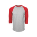 Soffe 210M Adult Classic Heathered Baseball Jersey T-Shirt in Oxford/Red size Large | Cotton Polyester
