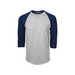 Soffe 210M Adult Classic Heathered Baseball Jersey T-Shirt in Oxford/Navy Blue size 2X | Cotton Polyester