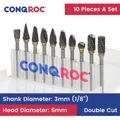 Fraises à double coupe en carbure de tungstène de type 10-différent pour Dremel 1/8 "3mm tige à