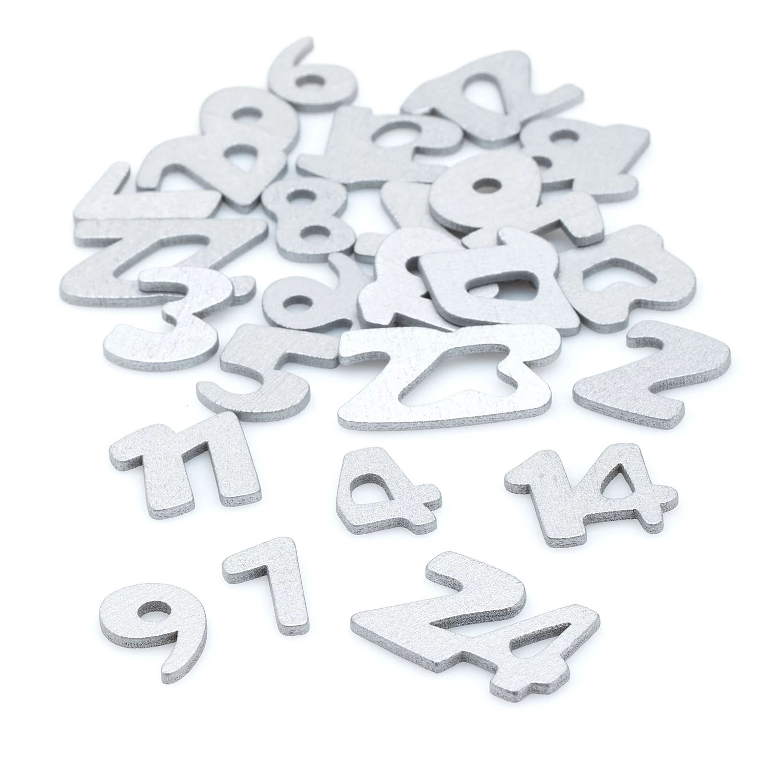 Chiffres en bois, argenté