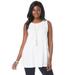 Plus Size Women's Stretch Knit Sleeveless Swing Tunic by Jessica London in White (Size 18/20) Long Shirt