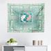 East Urban Home Ambesonne Japanese Tapestry, Dolphin Couple On Geometrical Featured Round & Squared Backdrop Print | 23 H x 28 W in | Wayfair