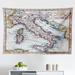 East Urban Home Wanderlust Tapestry, Colored Xviiith Century Italy Map By Royal French Geographer Vaugondy Print | 30 H x 45 W in | Wayfair
