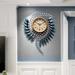 Rosdorf Park Cornerstone Metal Leaf Wall Clock Metal in Blue/White | 26.5 H x 21.3 W x 9.4 D in | Wayfair 97827C9FFEC4429C872752E2A80749DE