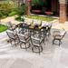 Winston Porter Adonijah Square 8 - Person Bistro Set w/ Cushions Glass in Black | 31.5 W x 31.5 D in | Outdoor Furniture | Wayfair