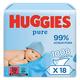 Huggies Pure Baby Wipes Bulk - 99 Prozent Wasser, empfindlich, parfümfrei, 18 Packungen, 56 Stück (1.008 Feuchttücher insgesamt)