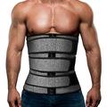 Mens Workout Waist Trainer Neoprene Corset Sauna Sweat Trimmer Cincher Slimming Belly with Belts, Grey Waist Trainer Belt, XL