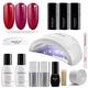SEMILAC Love Me Professional Gel Nail Starter Kit With UV Nail Lamp, 3 Soak Off Nail Polish Colours, (Red), Manicure Tools, Top & Base Coat, Remover & More
