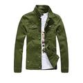 YOUCAI Men's Denim Jacket Casual Retro Slim Long Sleeve Streetwear Button Denim Jackets Military Blazer Casual Outerwear,Green,L