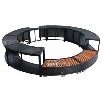 Whirlpool Umrandung Poolumrandung Poolverkleidung Rattan Pool Rahmen Schwarz Image
