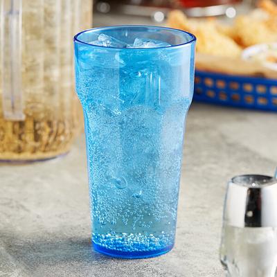 Choice 20 oz. Blue Plastic Paneled Tumbler - 12/Pack