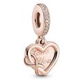 PANDORA Love You Unendlichkeits-Herz Charm-Anhänger aus 14 Karat Rosévergoldeter Metalllegierung und Cubic Zirkonia, 789369C01